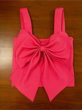 HAPPY HEART Fuchsia Oversized Bow Crop Top - Size XS (Excellent Condition)